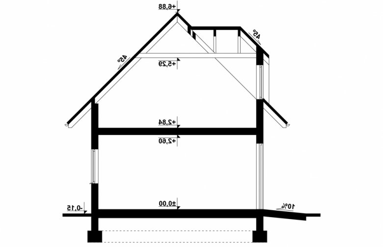 Projekt domu energooszczędnego G98 - Budynek garażowo - gospodarczy - przekrój 1