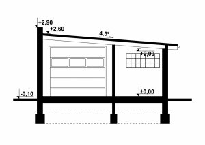 Przekrój projektu G100 - Budynek garażowo - gospodarczy
