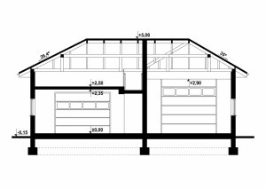 Przekrój projektu G101 - Budynek garażowo - gospodarczy