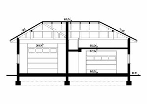 Przekrój projektu G101 - Budynek garażowo - gospodarczy w wersji lustrzanej