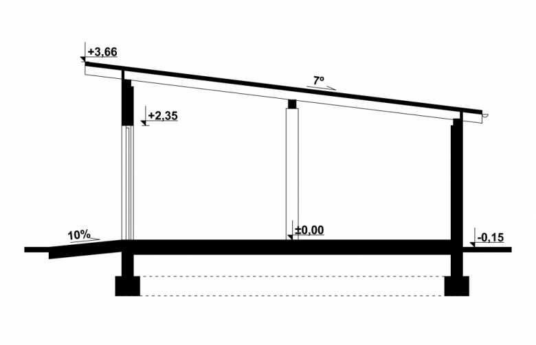 Projekt domu energooszczędnego G102 - Budynek garażowy - przekrój 1