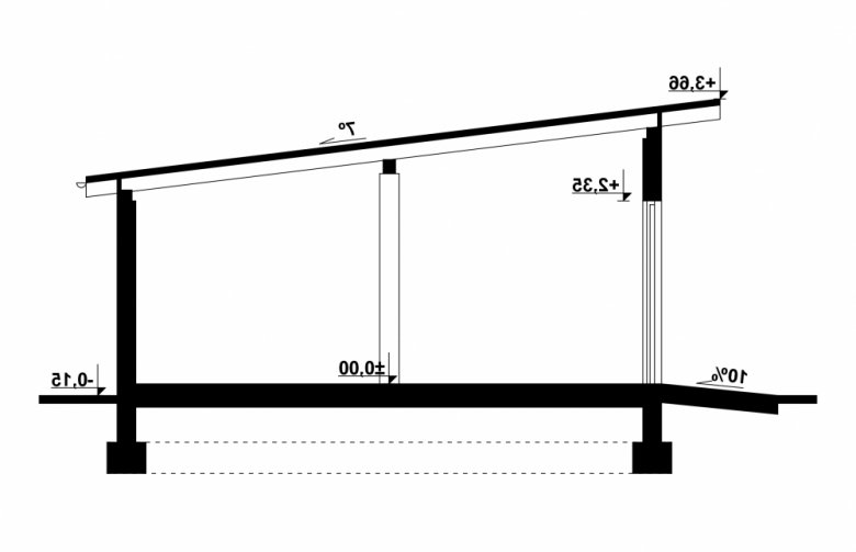 Projekt domu energooszczędnego G102 - Budynek garażowy - przekrój 1