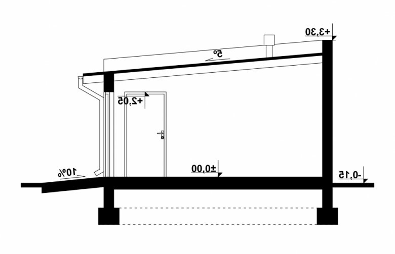 Projekt domu energooszczędnego G103 - Budynek garażowy - przekrój 1