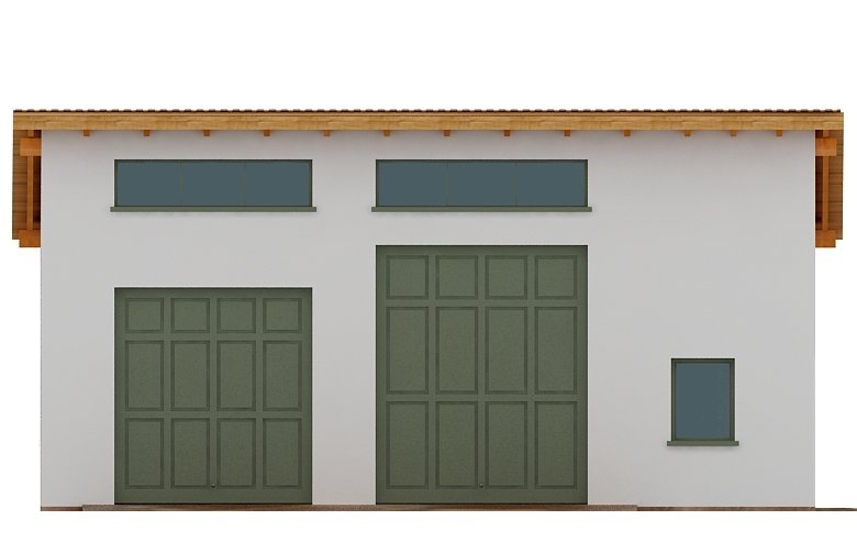 Projekt domu energooszczędnego G104 - Budynek garażowo - gospodarczy - elewacja 1