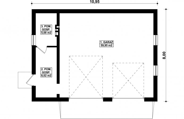 Projekt domu energooszczędnego G104 - Budynek garażowo - gospodarczy - 