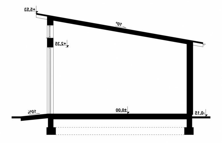 Projekt domu energooszczędnego G104 - Budynek garażowo - gospodarczy - przekrój 1