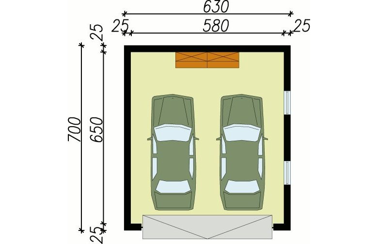 Projekt garażu G30 garaż dwustanowiskowy - przyziemie