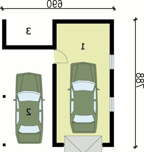 PRZYZIEMIE G31 garaż jednostanowiskowy z wiatą samochodową - wersja lustrzana