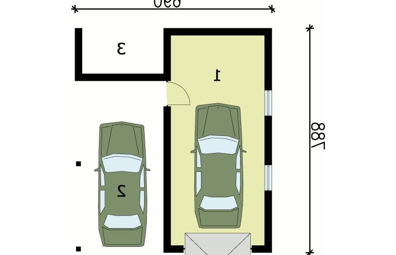 Projekt garażu G31 garaż jednostanowiskowy z wiatą samochodową - przyziemie