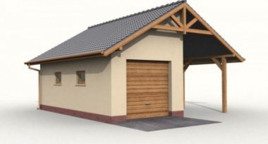 Projekt domu G31 garaż jednostanowiskowy z wiatą samochodową