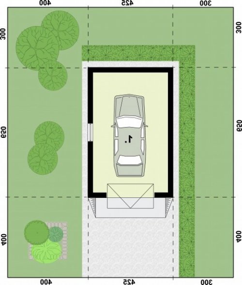 RZUT PRZYZIEMIA G26 projekt garażu - wersja lustrzana