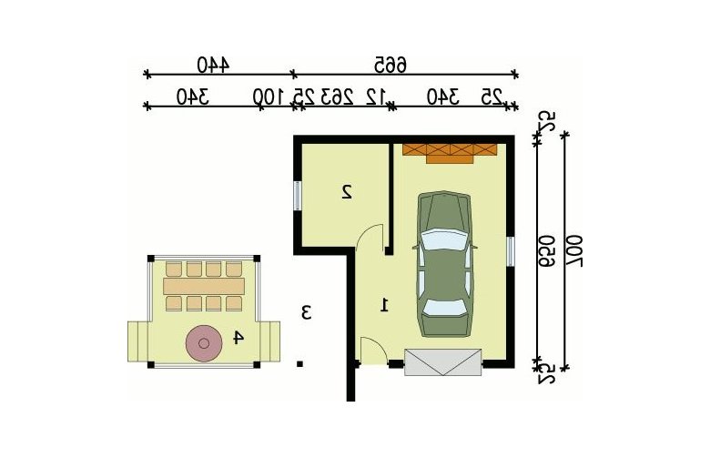 Projekt garażu G24 garaż jednostanowiskowy z pomieszczeniem gospodarczym - przyziemie