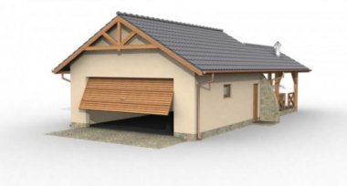 Projekt domu G25 garaż dwustanowiskowy z wiatą