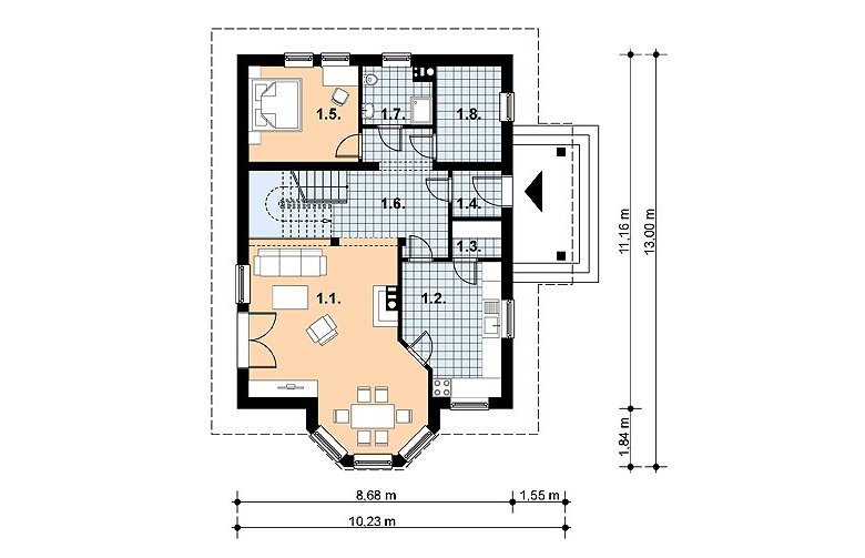 Projekt domu jednorodzinnego L-58 - 