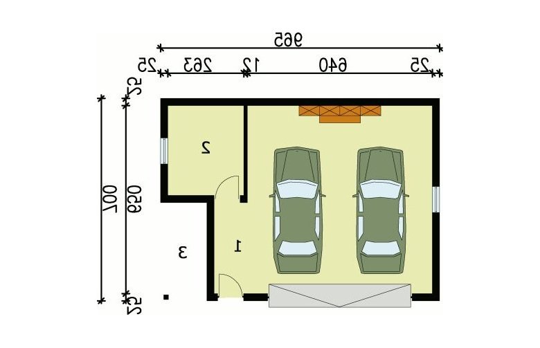 Projekt garażu G22 garaż dwustanowiskowy z pomieszczeniem gospodarczym - przyziemie