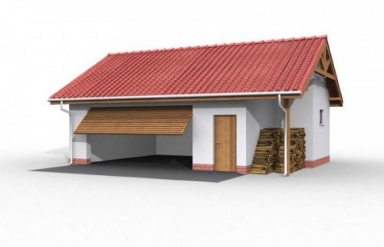 Projekt garażu G22 garaż dwustanowiskowy z pomieszczeniem gospodarczym