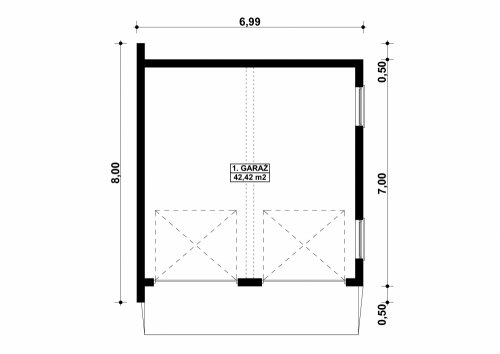 Rzut projektu G62 - Budynek garażowy