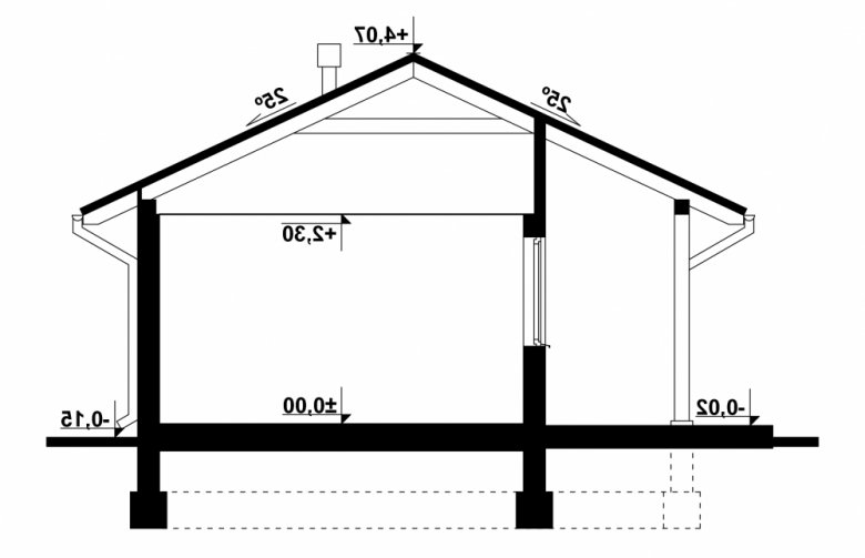 Projekt domu nowoczesnego G76 - Budynek gospodarczy - przekrój 1