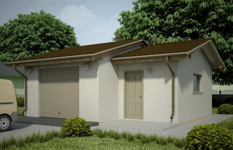 Projekt domu energooszczędnego G63 - Budynek garażowo - gospodarczy