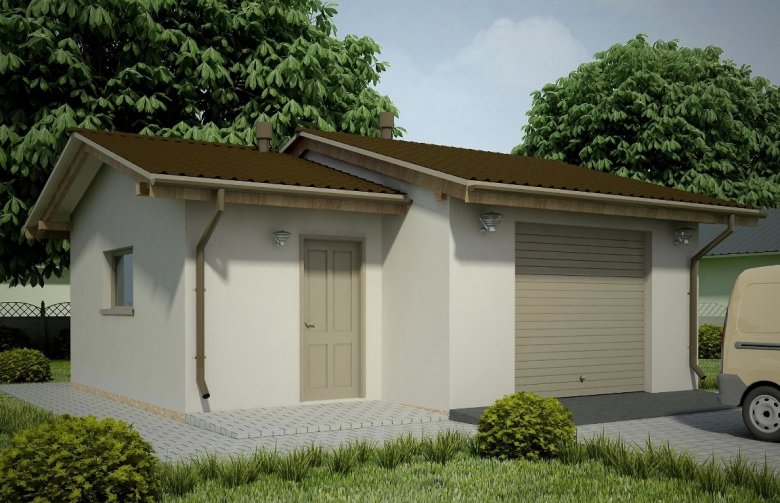 Projekt domu energooszczędnego G63 - Budynek garażowo - gospodarczy