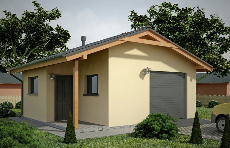 Projekt domu energooszczędnego G64 - Budynek garażowo - gospodarczy
