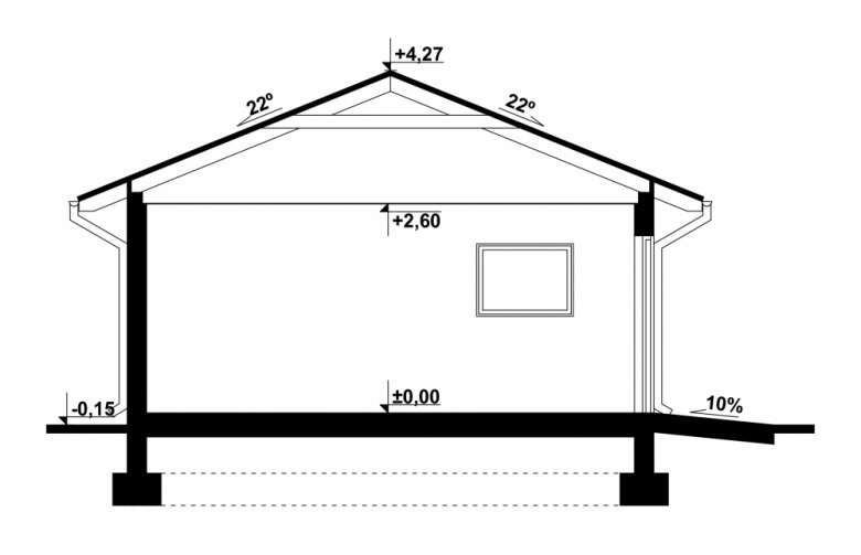 Projekt domu energooszczędnego G65 - Budynek garażowy - przekrój 1
