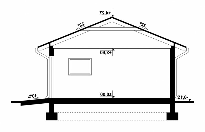 Projekt domu energooszczędnego G65 - Budynek garażowy - przekrój 1