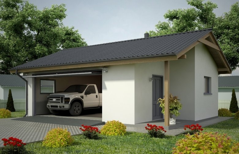 Projekt domu energooszczędnego G65 - Budynek garażowy