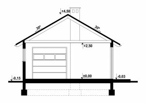 Przekrój projektu G67 - Budynek garażowo - gospodarczy