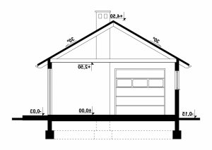Przekrój projektu G67 - Budynek garażowo - gospodarczy w wersji lustrzanej