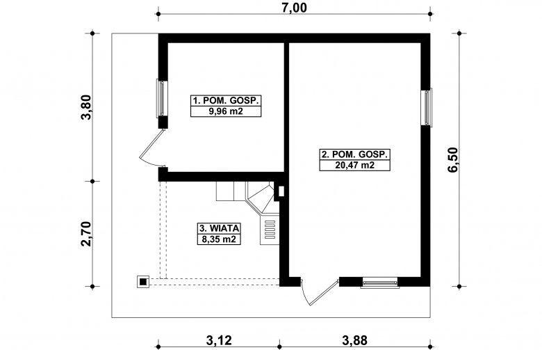 Projekt domu nowoczesnego G57 - Budynek gospodarczy - 