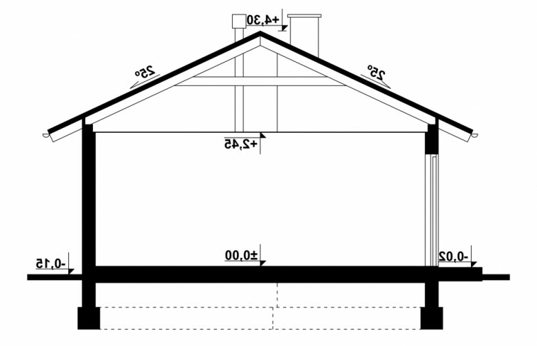 Projekt domu nowoczesnego G57 - Budynek gospodarczy - przekrój 1