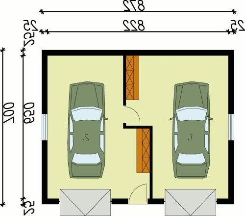 PRZYZIEMIE G11 garaż dwustanowiskowy - wersja lustrzana