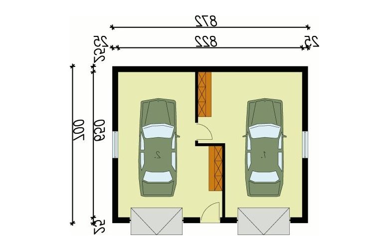 Projekt garażu G11 garaż dwustanowiskowy - przyziemie