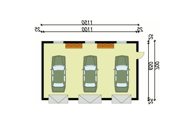 Projekt garażu G7 garaż trzystanowiskowy - przyziemie