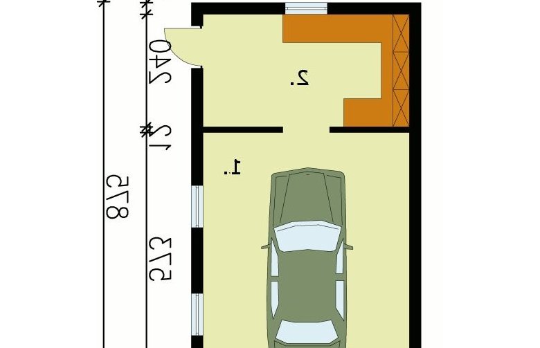 Projekt garażu G8 garaż jednostanowiskowy z pomieszczeniem gospodarczym - przyziemie