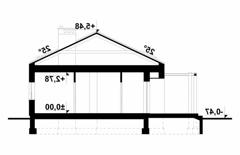 Projekt domu dwurodzinnego Nina - przekrój 1