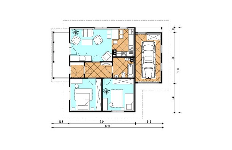 Projekt domu z bala A-126 (drewniany) - 