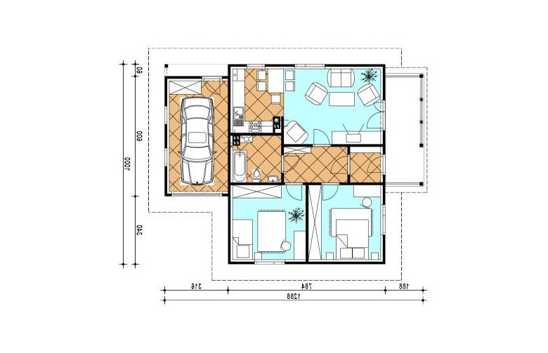 Projekt domu z bala A-126 (drewniany) - 