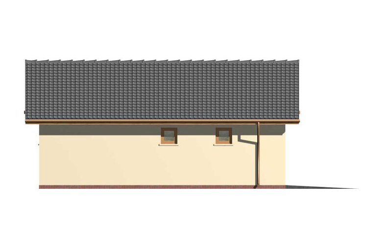 Projekt budynku gospodarczego G1a garaż dwustanowiskowy z pomieszczeniem gospodarczym - elewacja 2
