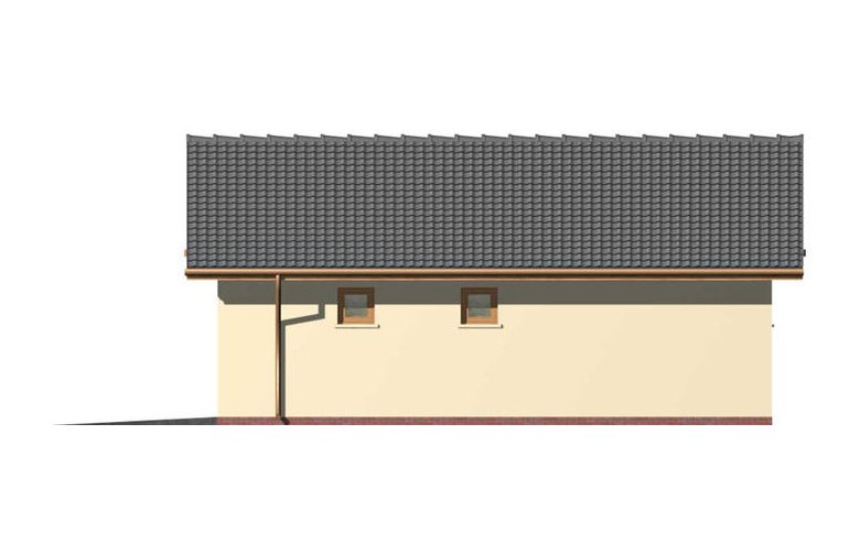 Projekt budynku gospodarczego G1a garaż dwustanowiskowy z pomieszczeniem gospodarczym - elewacja 2