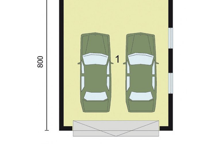 Projekt garażu G2 garaż dwustanowiskowy - przyziemie