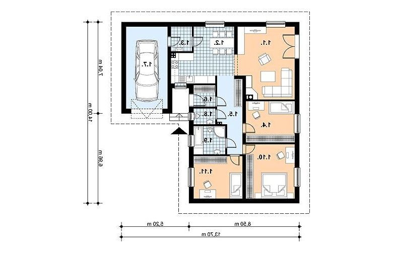 Projekt domu jednorodzinnego L-2 - 