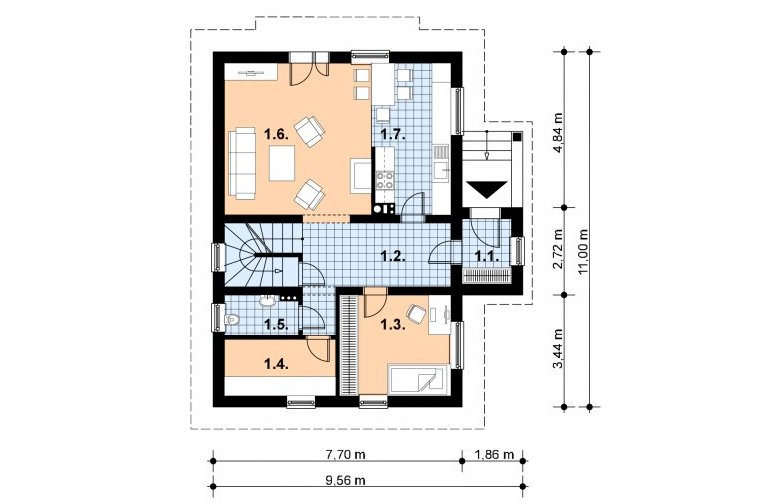 Projekt domu jednorodzinnego A-119 - 