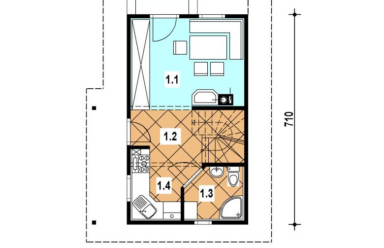 Projekt domu z bala A-125 (drewniany) - 