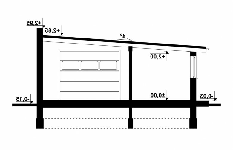 Projekt domu nowoczesnego G119 - Budynek gospodarczy - przekrój 1