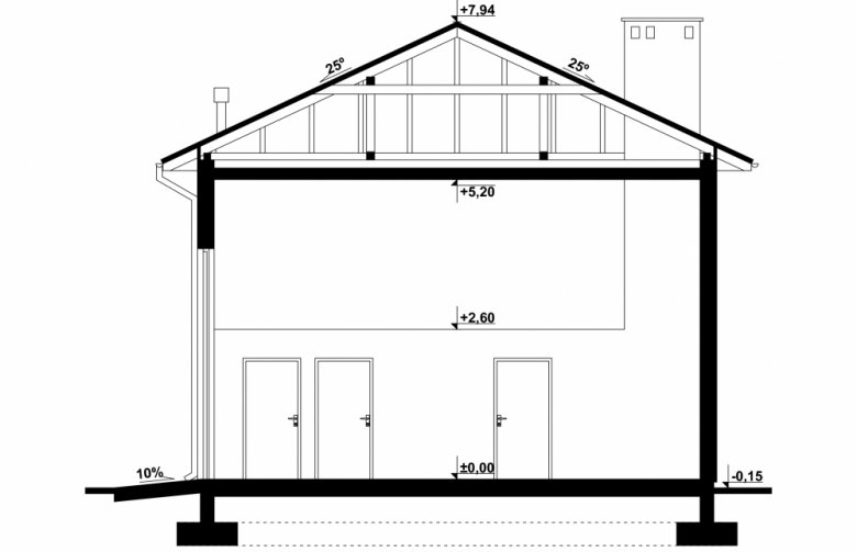 Projekt domu nowoczesnego G111 - Budynek garażowo - gospodarczy - przekrój 1