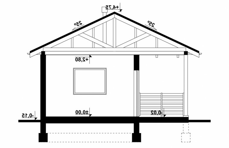 Projekt domu nowoczesnego G125 - Budynek gospodarczy - przekrój 1