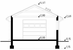 Przekrój projektu G123 - Budynek garażowy
