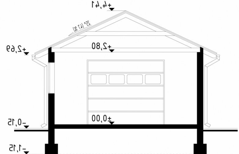 Projekt domu energooszczędnego G123 - Budynek garażowy - przekrój 1